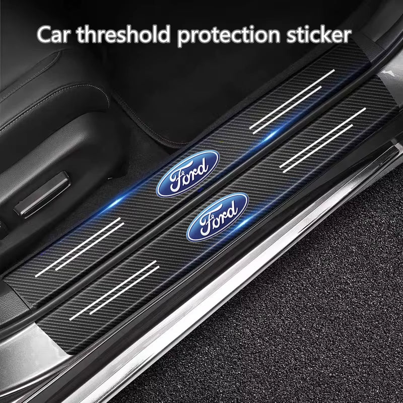 60X7CM Carbon Fiber Car Door Threshold Protective Sticker for Fiesta C-Max Kuga Ranger Raptor KA Fusion ST Transit Edge