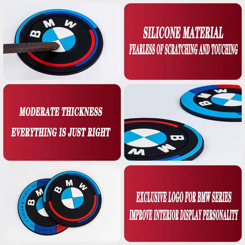 Car Interior Coaster Water Cup Anti-Slip Pad Decorate Mat for E46 E90 E60 F30 F10 E39 E36 F20 G30 G20 E87 E92 E91 E30 F11 X1