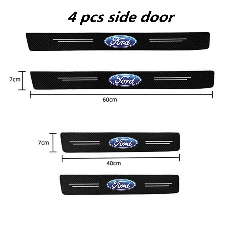 60X7CM Carbon Fiber Car Door Threshold Protective Sticker for Fiesta C-Max Kuga Ranger Raptor KA Fusion ST Transit Edge