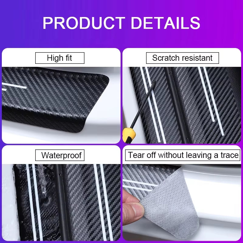 60X7CM Carbon Fiber Car Door Threshold Protective Sticker for Fiesta C-Max Kuga Ranger Raptor KA Fusion ST Transit Edge