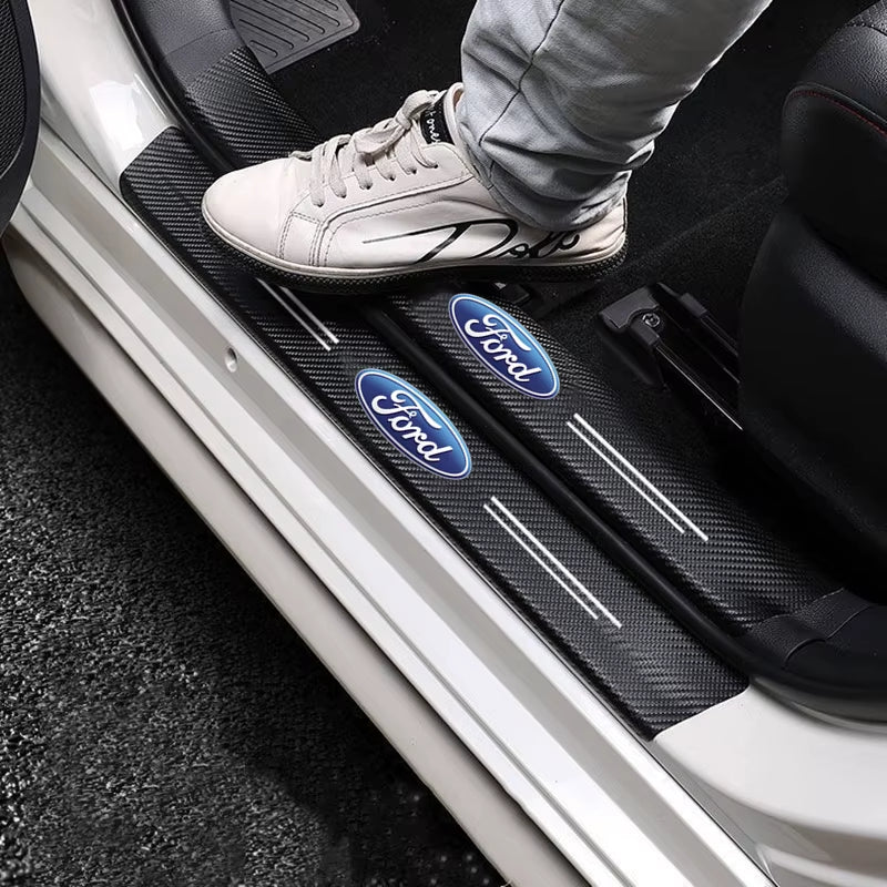 60X7CM Carbon Fiber Car Door Threshold Protective Sticker for Fiesta C-Max Kuga Ranger Raptor KA Fusion ST Transit Edge