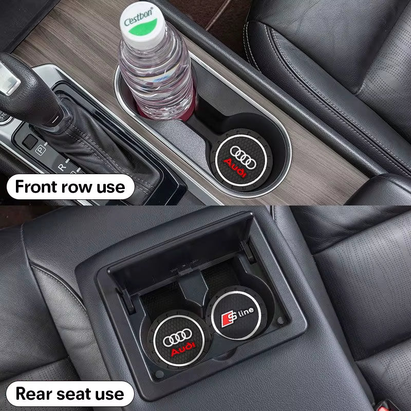 2Pcs Car Coaster Water Cup Bottle Holder Anti-Slip Pad Mat for  Sline A6 C5 C6 C7 C8 A4 B5 B6 B7 B8 B9 S3 S4 S5 Q3 8U Q5 8R
