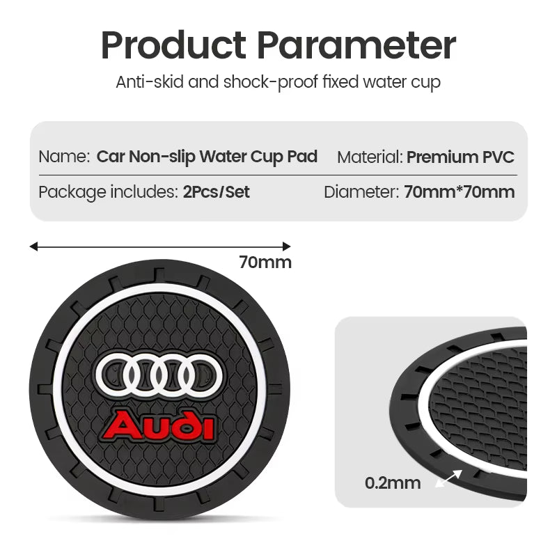 2Pcs Car Coaster Water Cup Bottle Holder Anti-Slip Pad Mat for  Sline A6 C5 C6 C7 C8 A4 B5 B6 B7 B8 B9 S3 S4 S5 Q3 8U Q5 8R