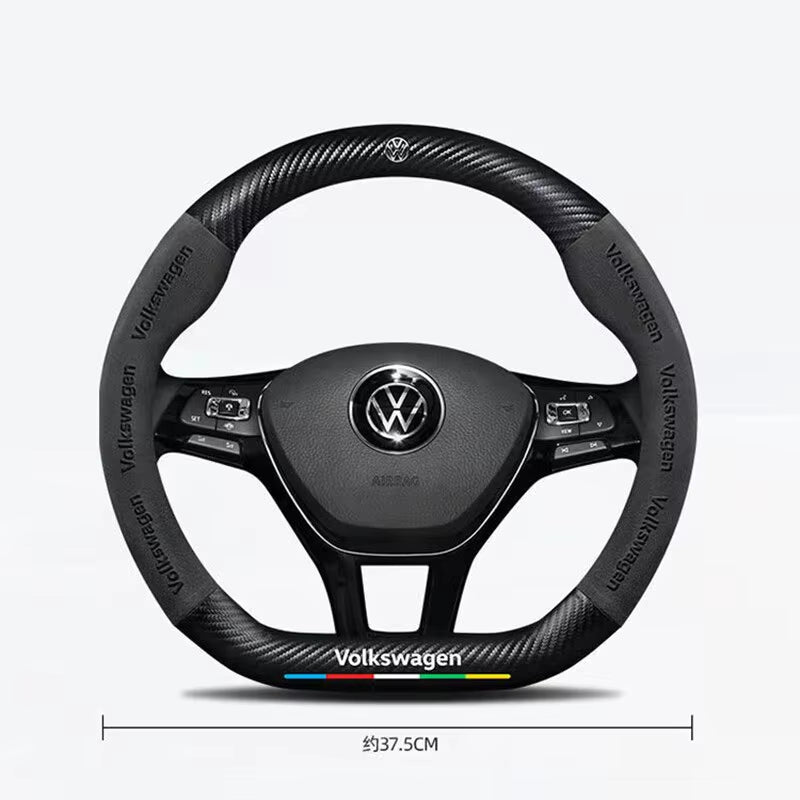 Car Anti-Slip Suede Steering Wheel Cover for  Passat Golf GTI Beetle Tiguan Touareg Polo T-ROC ID.3 ID.4 Jetta T-Cross