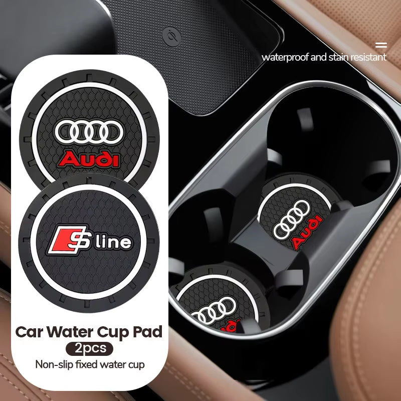 2Pcs Car Coaster Water Cup Bottle Holder Anti-Slip Pad Mat for  Sline A6 C5 C6 C7 C8 A4 B5 B6 B7 B8 B9 S3 S4 S5 Q3 8U Q5 8R