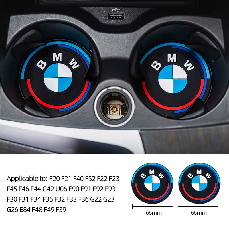 Car Interior Coaster Water Cup Anti-Slip Pad Decorate Mat for  E46 E90 E60 F30 F10 E39 E36 F20 G30 G20 E87 E92 E91 E30 F11 X1
